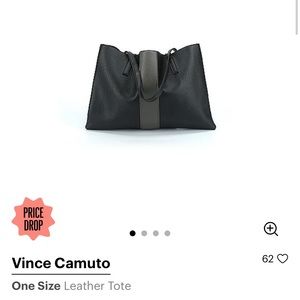 Vince Camuto Tote Bag Black Gray Pebbled Vegan Leather